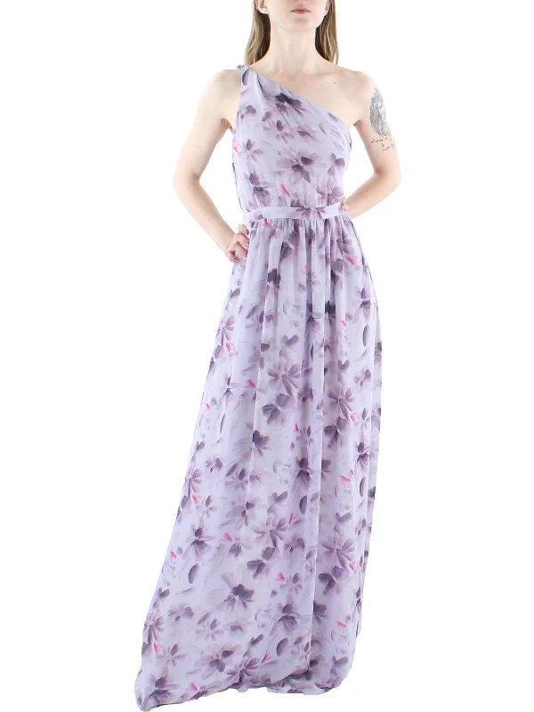 Markdown Madness Lush Life Womens Chiffon One Shoulder Evening Dress