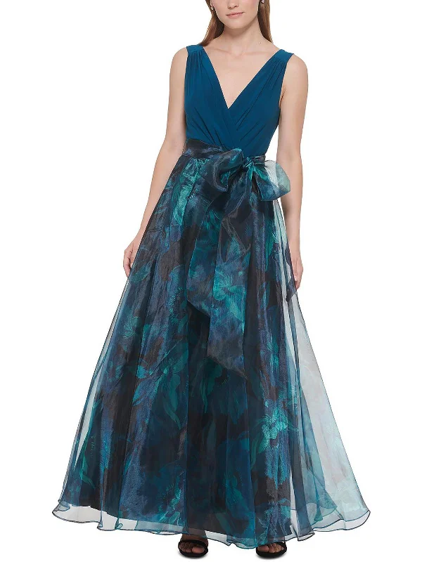 One-DAY Sale Petites   Womens Printed Maxi Evening Dress
