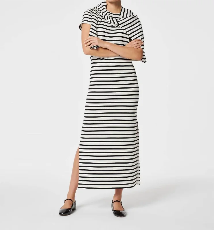 Lowest Prices Airessentials Maxi T-Shirt Dress In Very Black Stripe