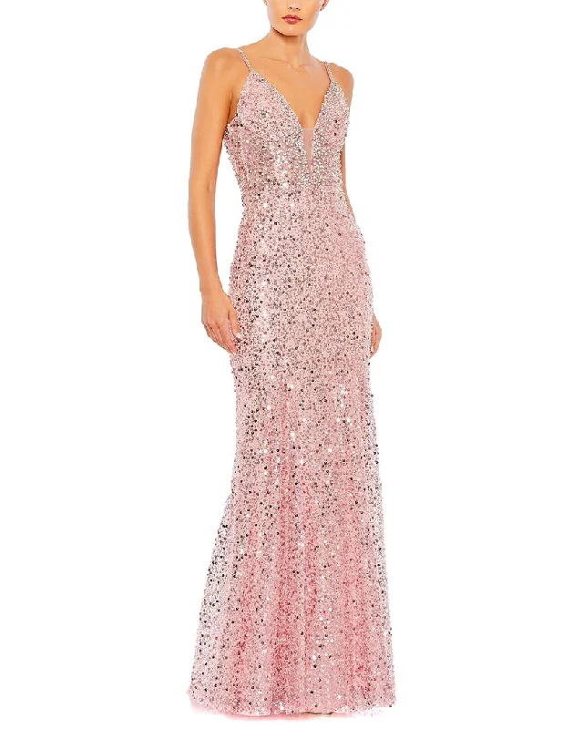 Price Cut Mac Duggal Embellished Plunge Neck Sleeveless Trumpet Gown