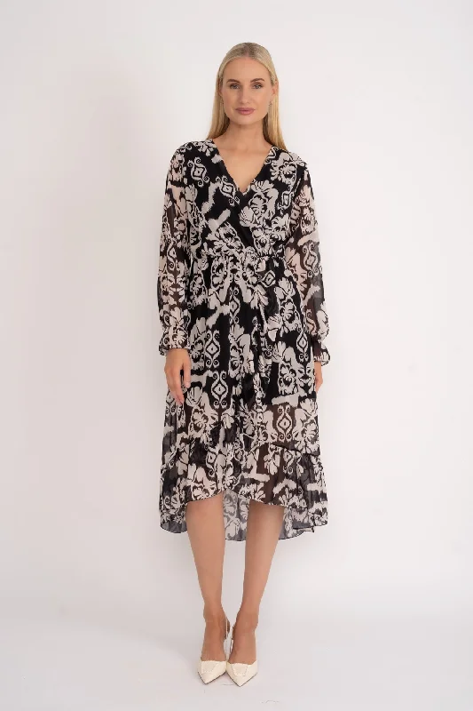 Mega Deal Long Sleeve Diana Black Midi Dress