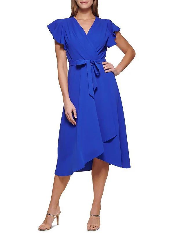 Bargain Prices Womens V-Neck Mid-Calf Wrap Dress