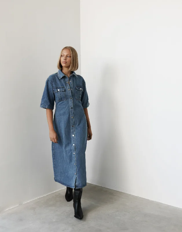 Grand Opening Sale Hadid Maxi Dress (Vintage Blue)