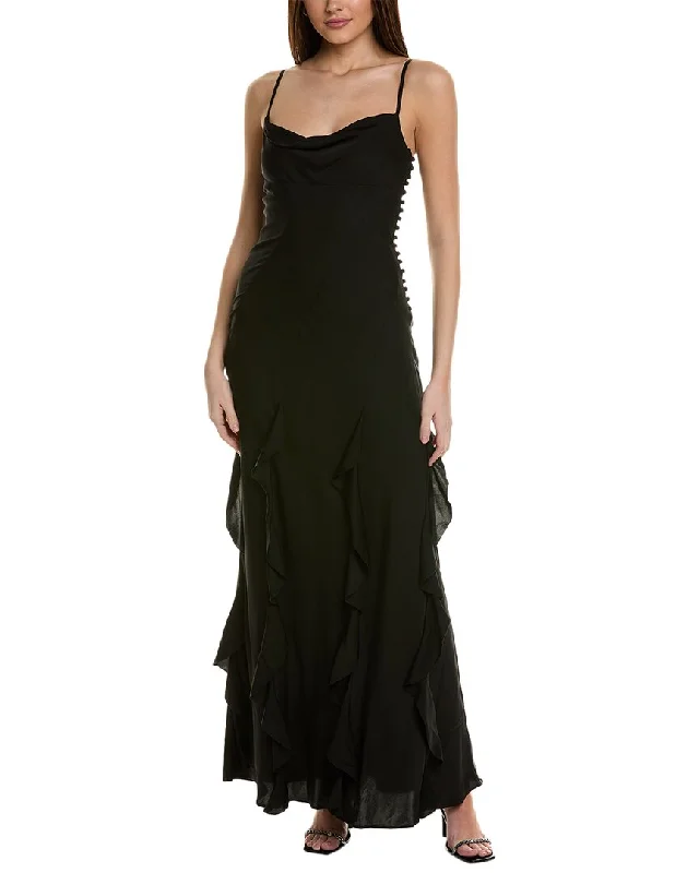 Today’s Deal Nicholas Kamila Ruffle Cowl Silk-Blend Gown