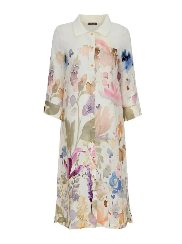 Hurry In Women's Whimsique Linen Shirt Dress In Multi