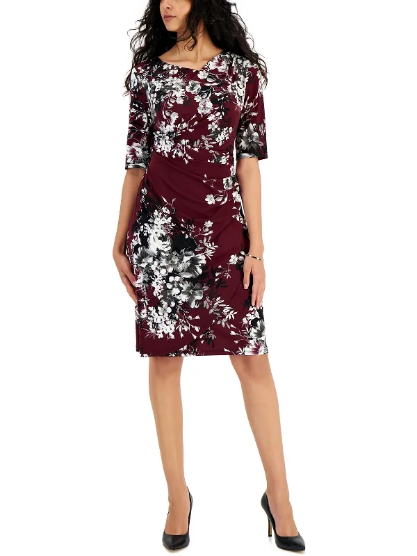 Act Now Womens Drapey Gathered Sheath Dress