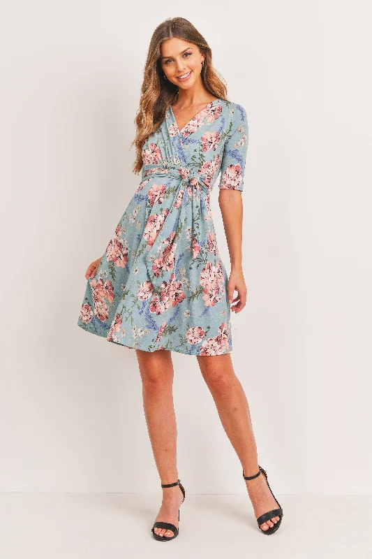Steals and Deals Floral Waist Tie Wrap Maternity Nursing Dress