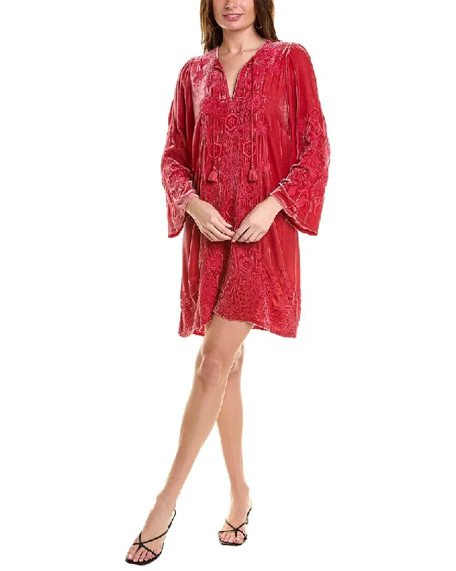 Special Discount Johnny Was Liona Velvet Silk-Blend Shift Dress