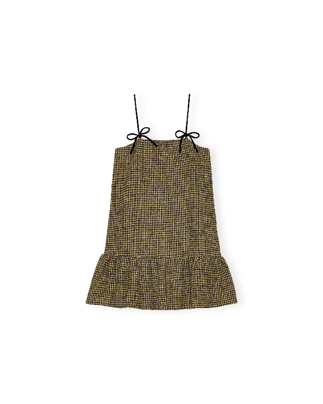 Massive Deals Woollen Check Mini Dress - Blazing Yellow