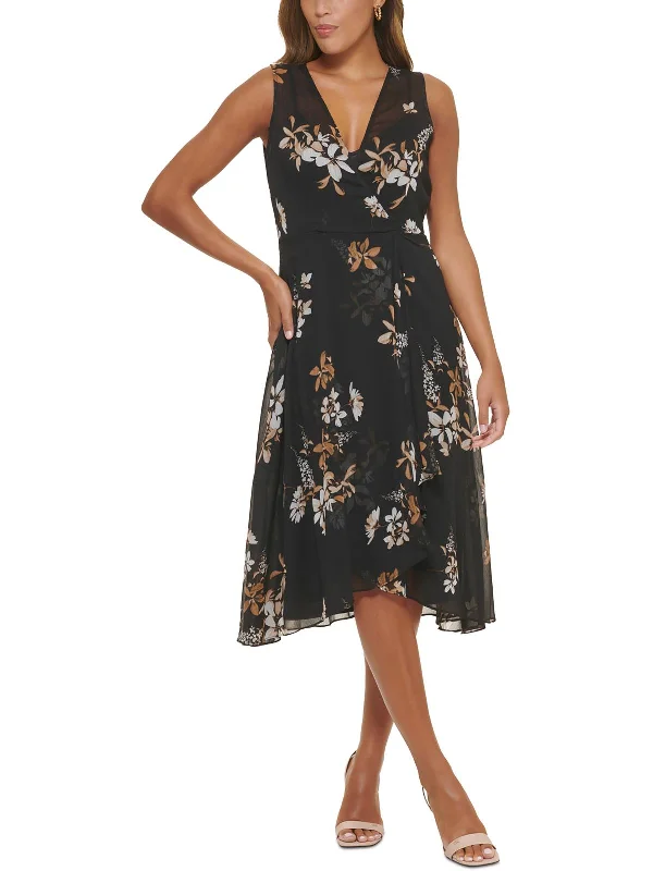 Loyalty Reward Womens Surplice Mid-Calf Midi Dress