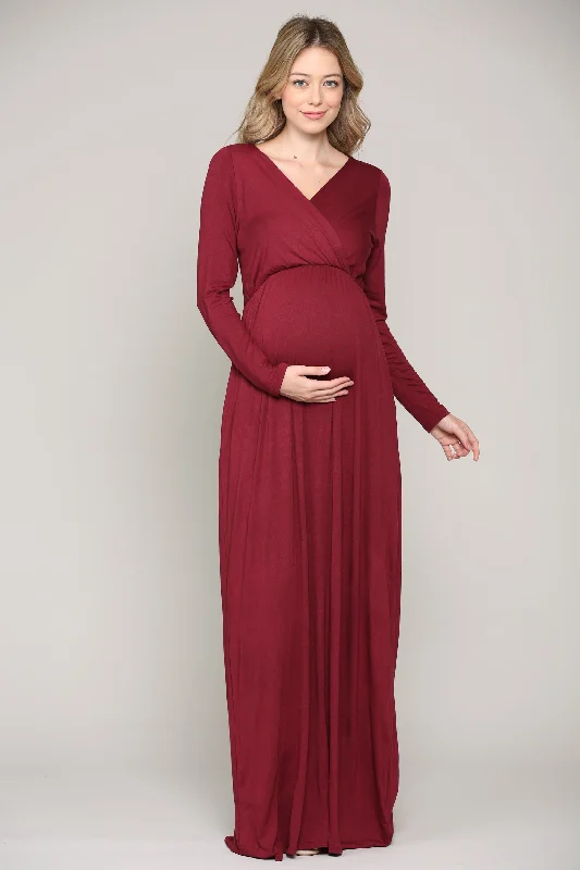Act Fast Long Sleeve Maternity/Nursing Maxi Dress