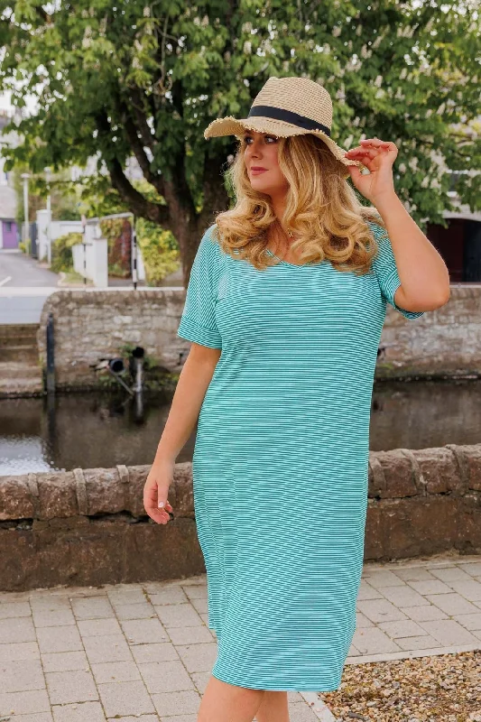 Take Advantage Green Striped Jersey Dress