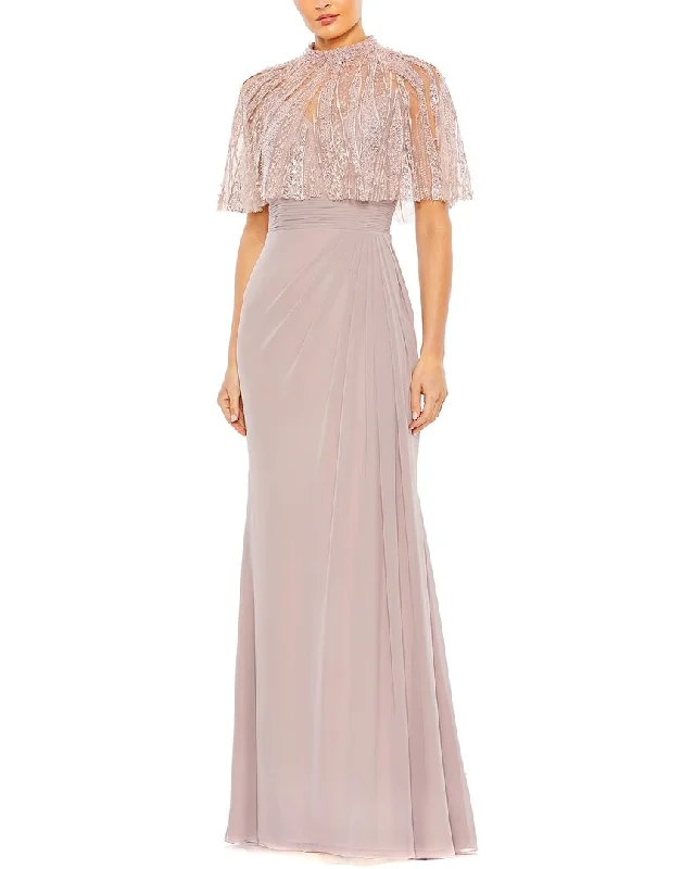 Deep Discounts Mac Duggal Sleeveless Gown With Embellished Cape