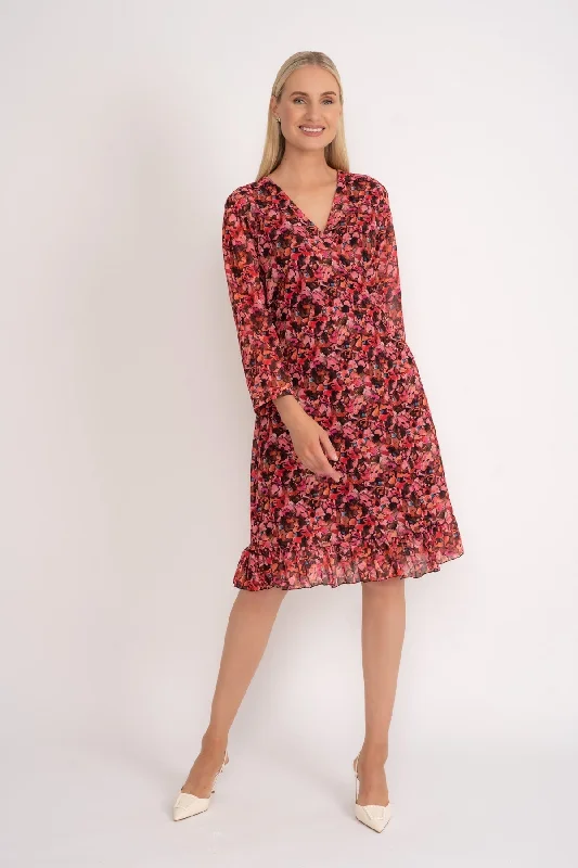 Great Bargains Pink Roisin 3/4 Length Sleeve Knee Length Dress