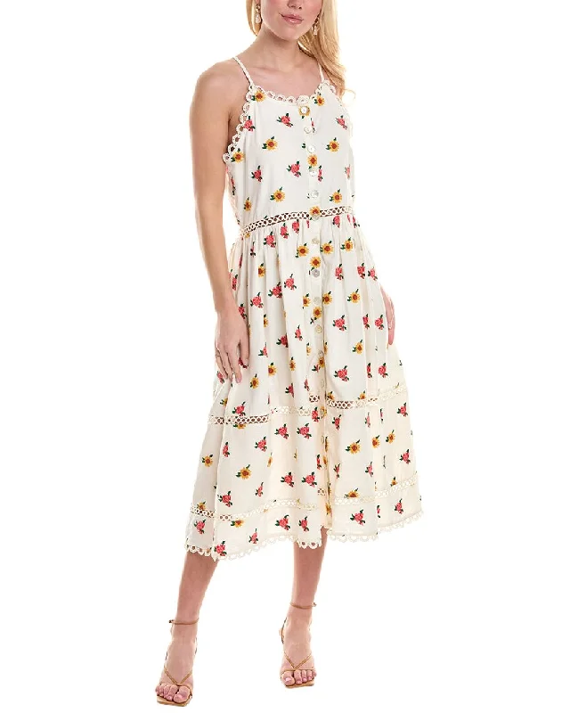 Clearance Event FARM Rio Embroidered Linen-Blend Midi Dress