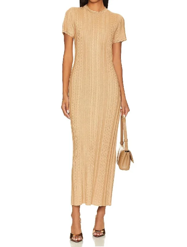 Year-End Clearance Valleta Midi Dress In Gold Shimmer Knit