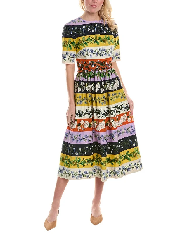 The Best Prices Oscar de la Renta Botanical Stripe Dress