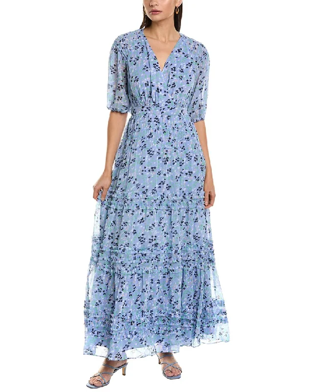 Price Reduction Ted Baker Puff Sleeve Smocked Detail Maxi Dress