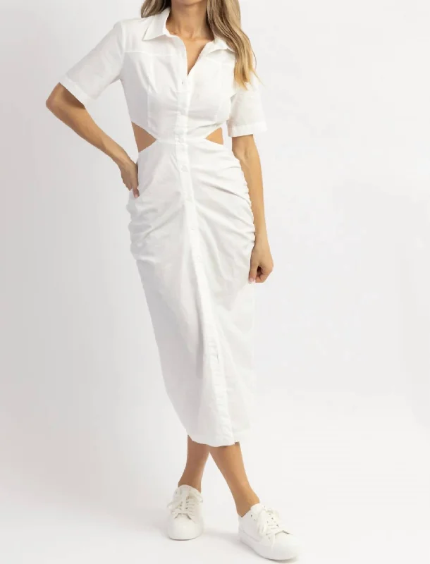 Fantastic Deals Cutout Shirt Dress In Ivory