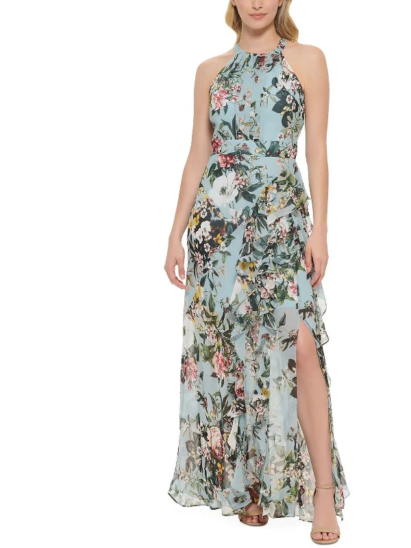 Friends and Family Sale Womens Floral Halter Maxi Dress