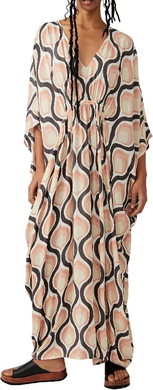 Last Chance Groovy Baby Maxi Kaftan In Pink Sand