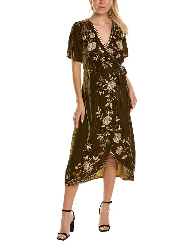 Today Only Johnny Was Ally Velvet Silk-Blend Wrap Dress