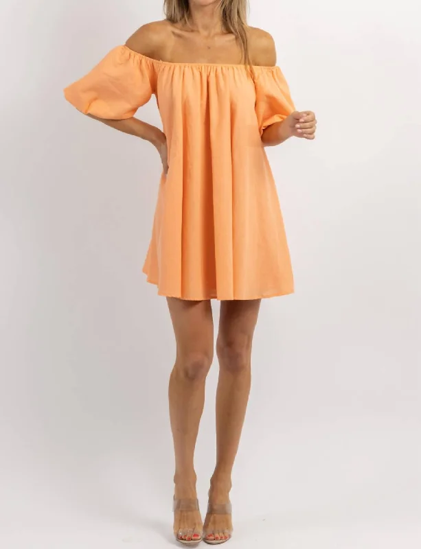 Shop and Save Spicy Paloma Off-Shoulder Mini Dress In Orange