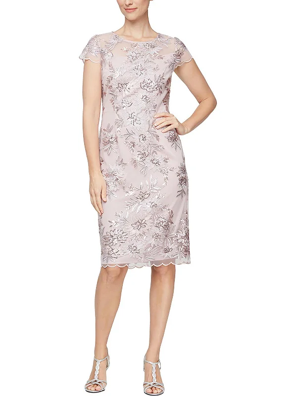 Limited Time Offer Womens Embroidered Midi Cocktail and Party Dress