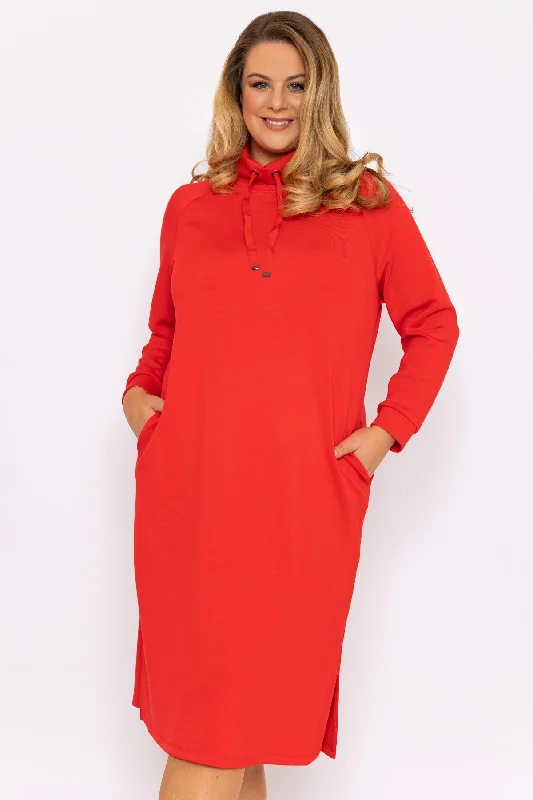 Midnight Sale Straight Fit Sweatshirt Dress in Red