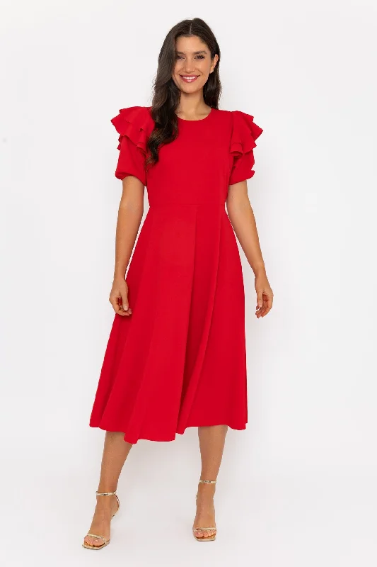 Today’s Special Red Meghan Short Sleeve Midi Dress