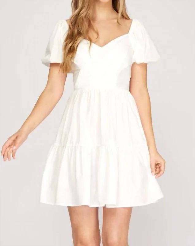 Bonus Savings V Neck Dress In White