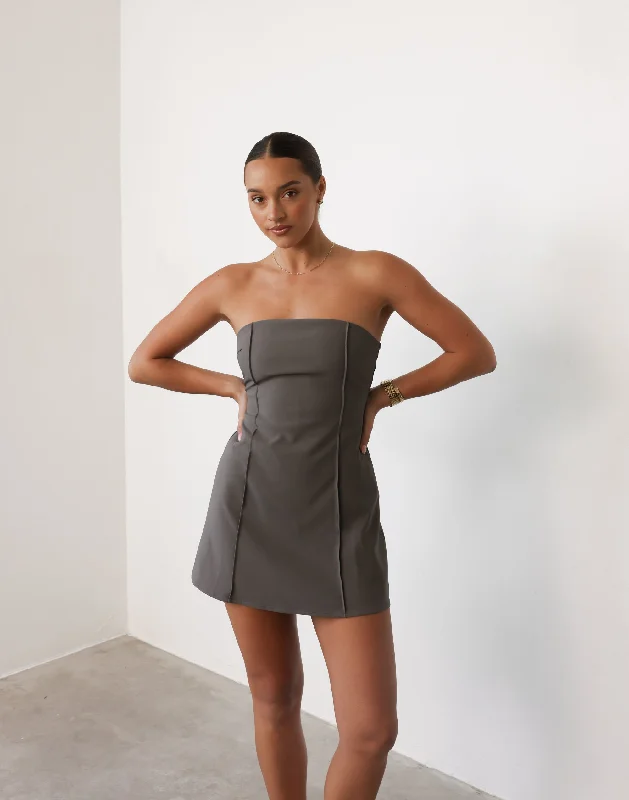 Stock Clearance Roxanne Mini Dress (Slate)