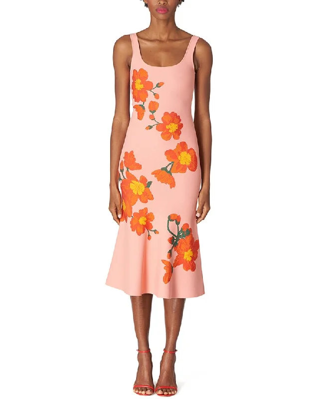 Mega Sale Carolina Herrera Square Neck Trumpet Midi Dress