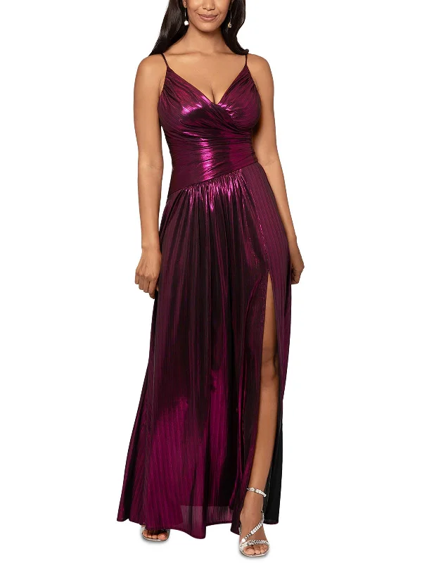 Deal Zone Womens Metallic Long Cocktail and Party Dress