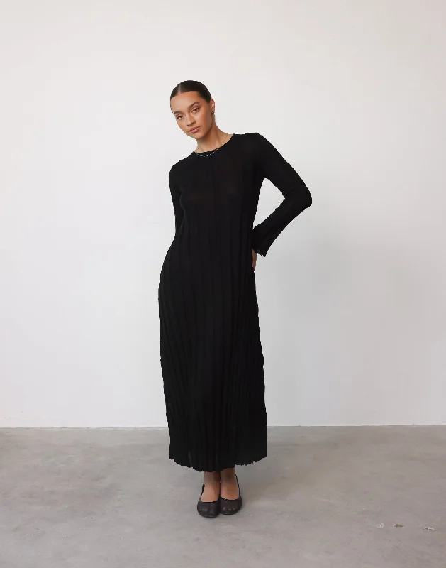 Price Drop Jemima Long Sleeve Maxi Dress (Black)