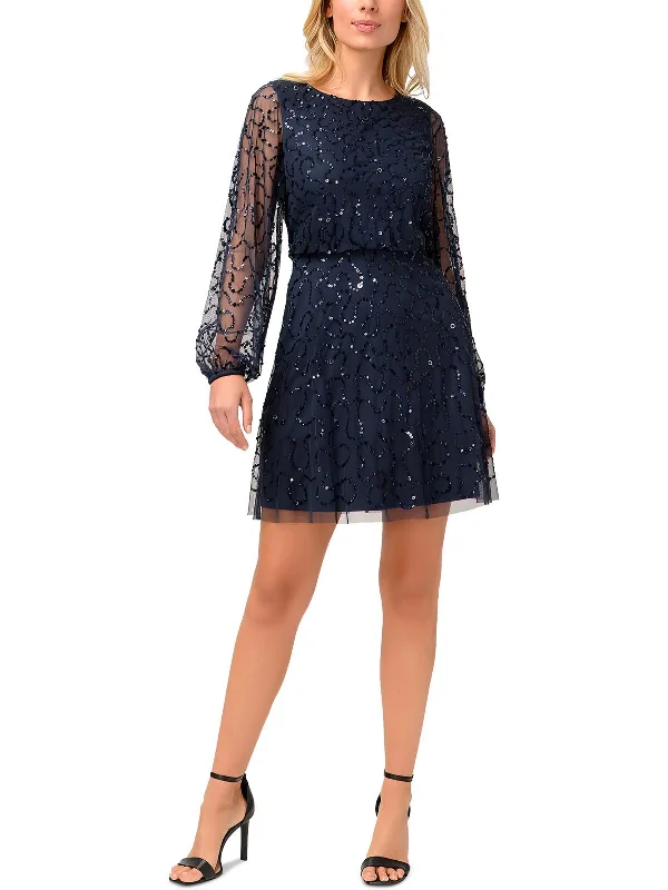 Anniversary Sale Womens Sequined Mini Cocktail and Party Dress