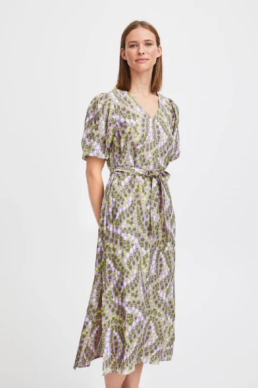 Clearance Sale Green Printed Midi Dress