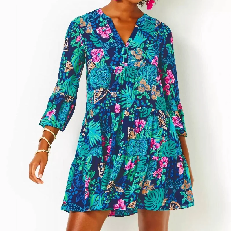 Sale Event Gabriel 3/4 Sleeve Tunic Dress In Low Tide Navy Life Of The Party