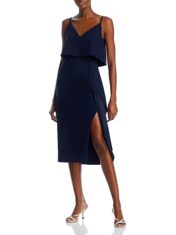 Exclusive Savings Womens Crepe Short Midi Dress