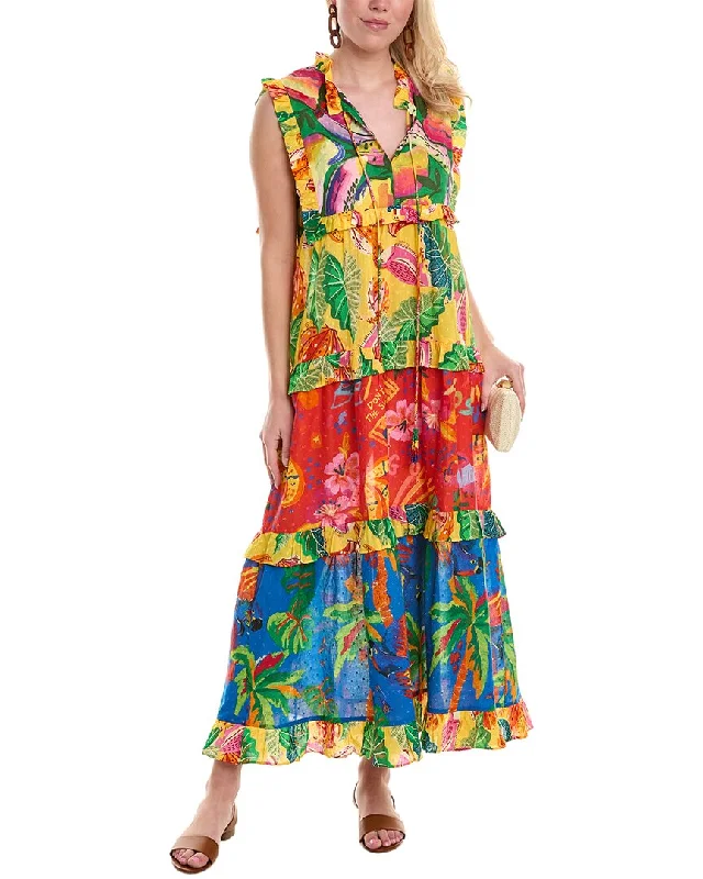 Online Exclusive FARM Rio Mixed Prints Tiered Maxi Dress