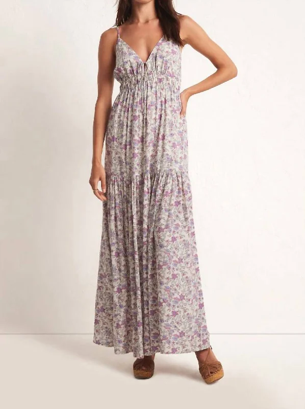 Deep Discounts Lisbon Floral Maxi Dress In Sandstone