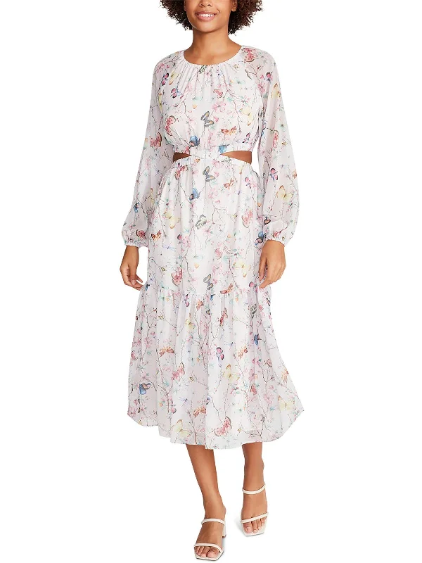 Limited Time Offer Cadi Womens Printed Mid-Calf Midi Dress