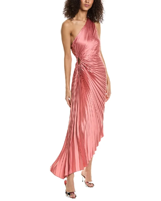 Don’t Miss Out Dress Forum Asymmetrical Pleated Maxi Dress