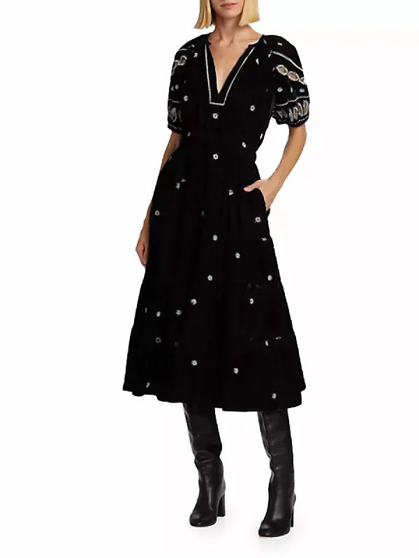 Act Now Natalie Dress In Black Velvet