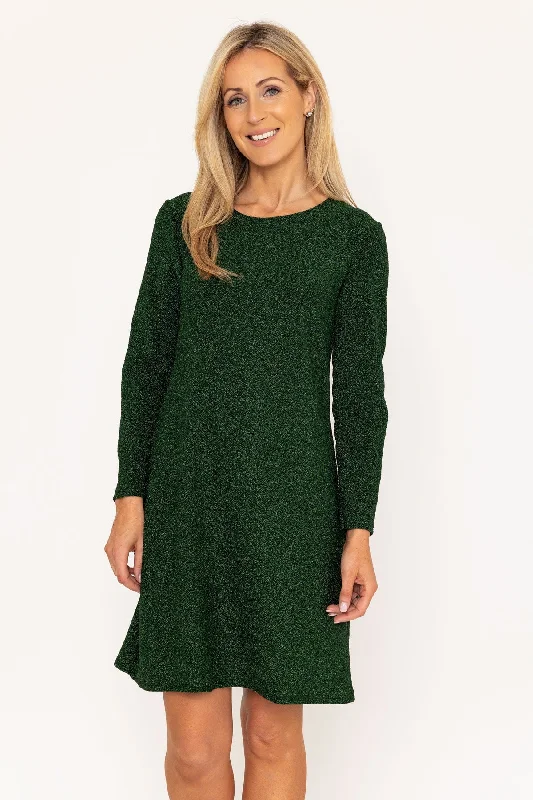 Buy Now Green Sparkle Long Sleeve Mini Dress