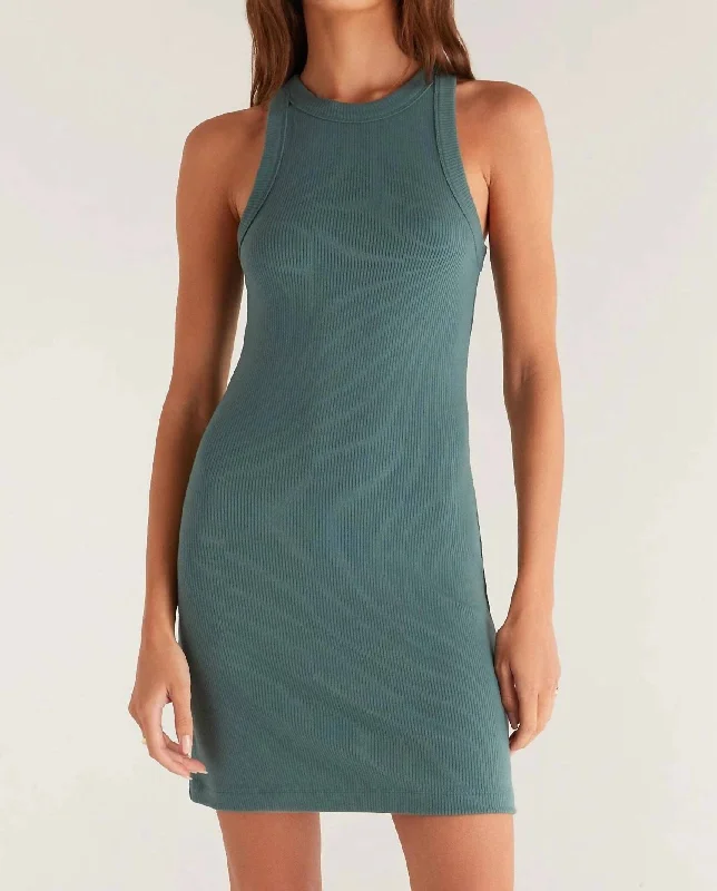 Bonus Savings Carolina Rib Mini Dress In Silver Pine