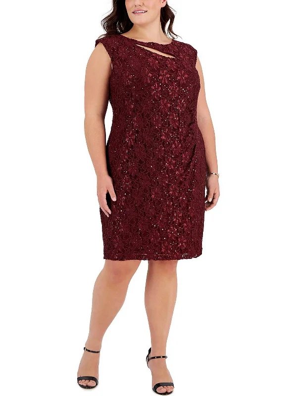 Act Fast Plus Womens Cut Out Asymmetric Evening Dress