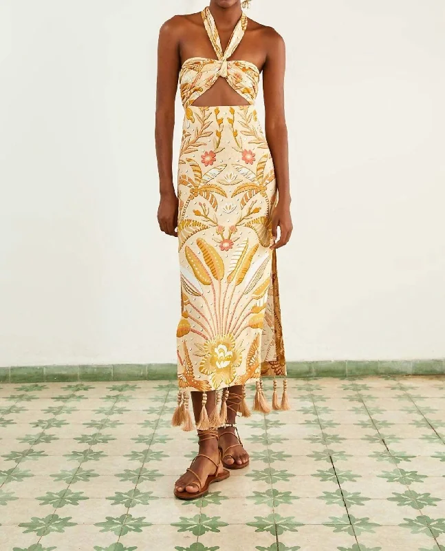 Super Sale Jungle Chic Sand Midi Dress