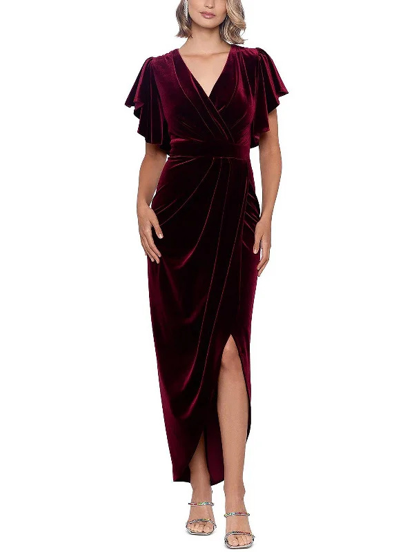 While Supplies Last Womens Velvet Maxi Evening Dress