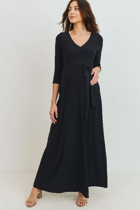 Deal of the Week Tie Front Maternity/Nursing Wrap Maxi Dress
